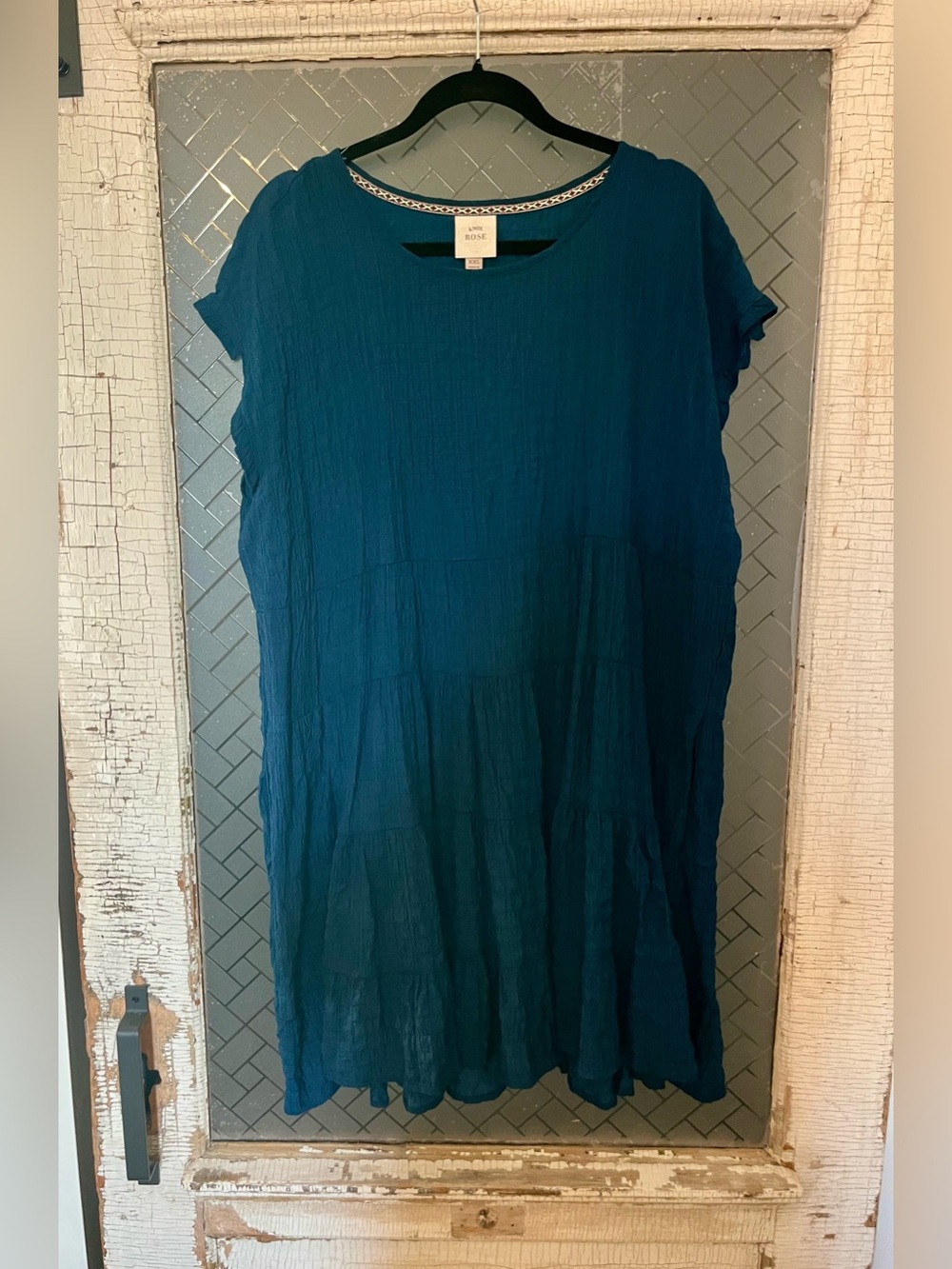 Knox Rose Teal Tiered Short-Sleeve Midi Dress